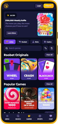 Screenshot of the Roobet casino app